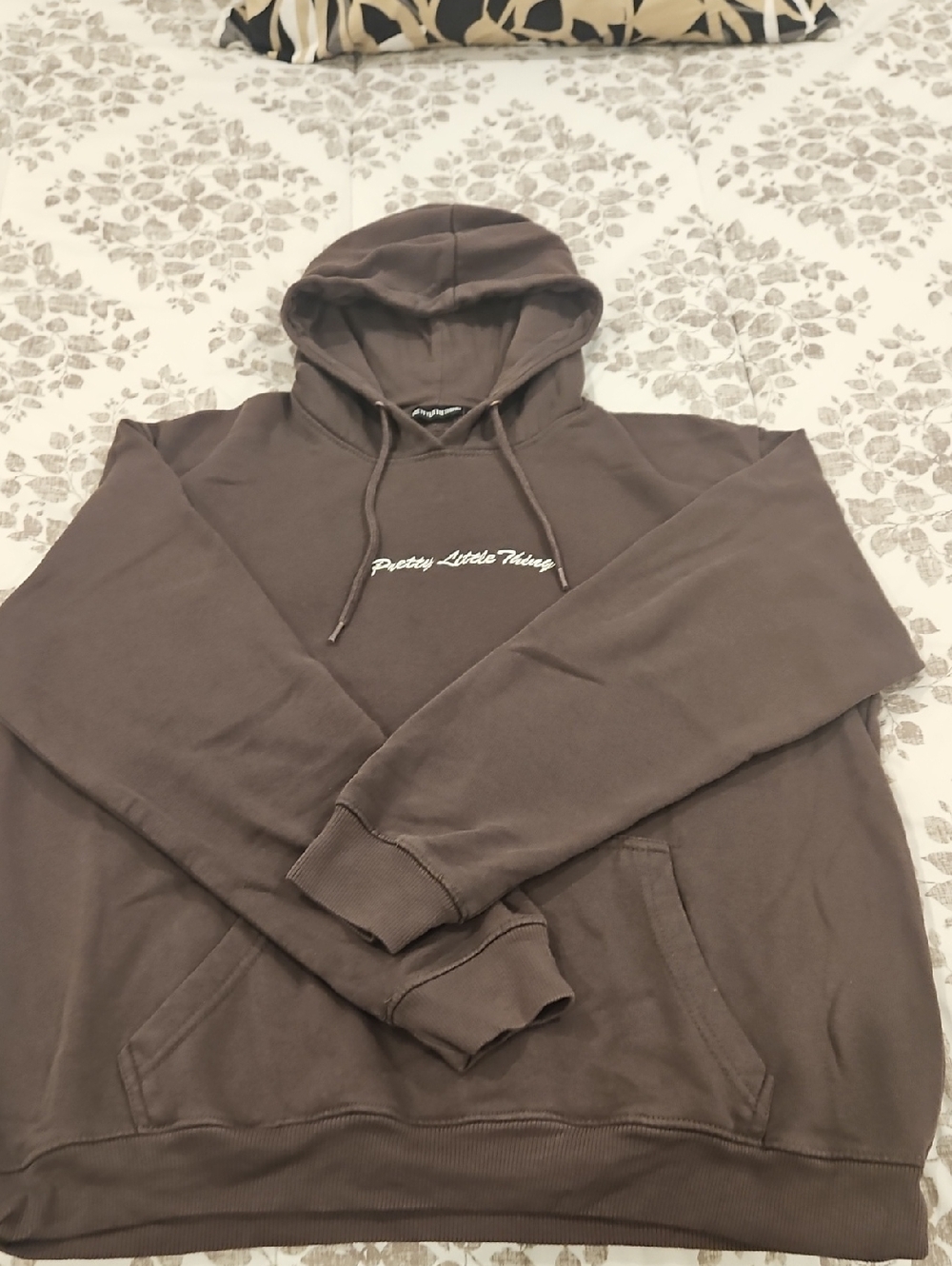 PrettyLittleThing Men's Dark Brown Pullover Hoodie